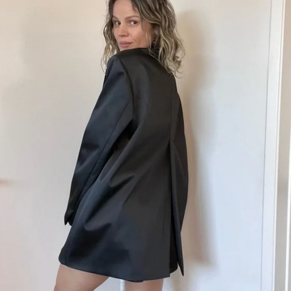 Zara Satin Blazer Black Size XS - Picture 5 of 16